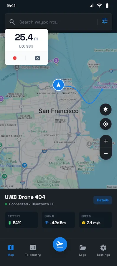 PiroDrone app screen