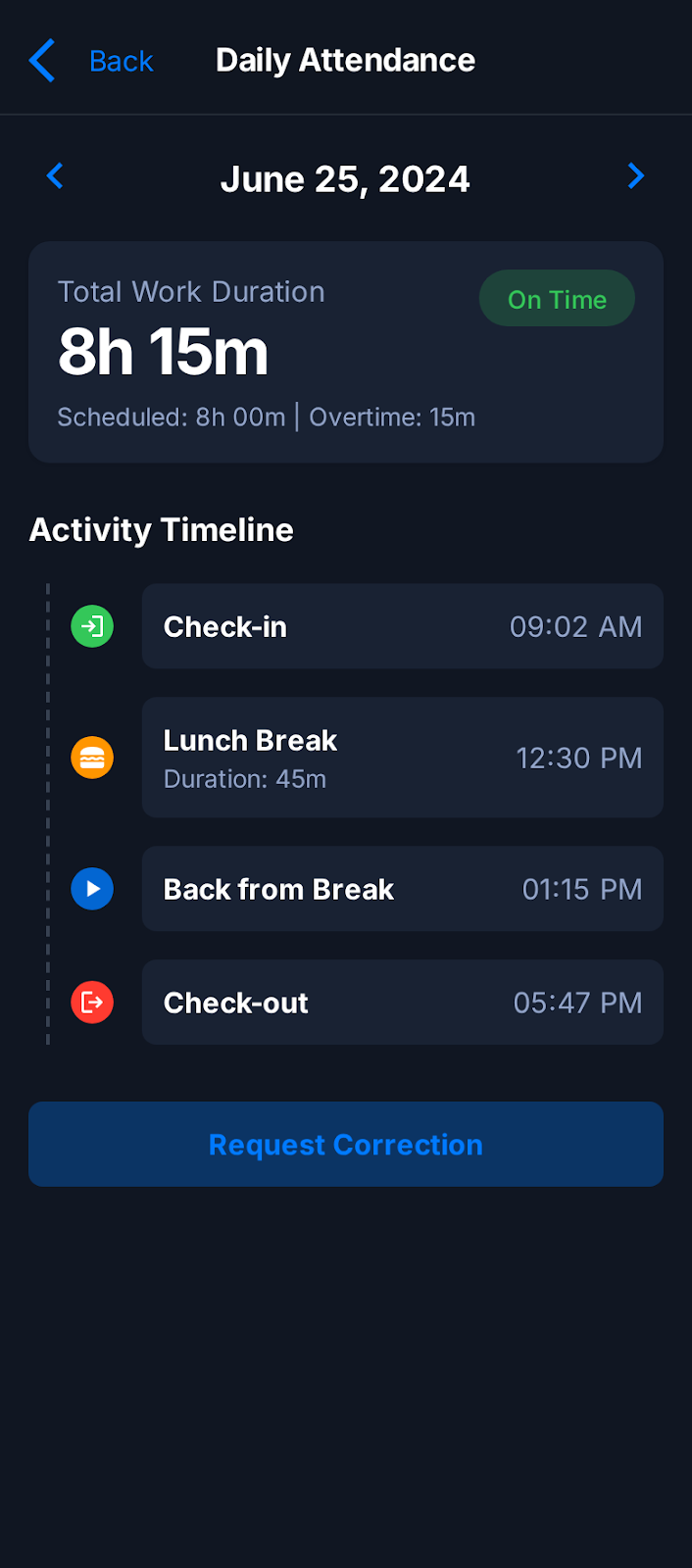 ConnectTeam Employee Attendance App - Mobile app screenshot 5 - Android Android (Kotlin) app
