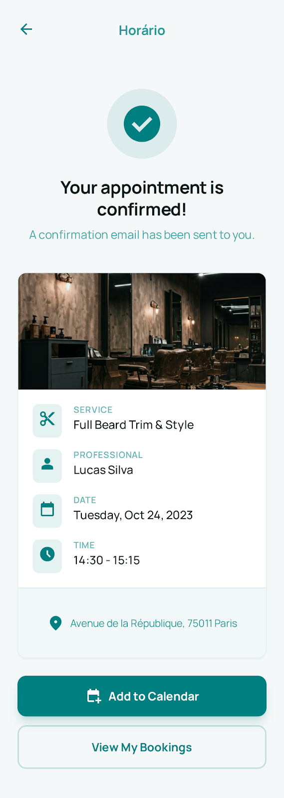 Horario Appointment Booking & Scheduling System - Mobile app screenshot 2 - iOS, Android React app