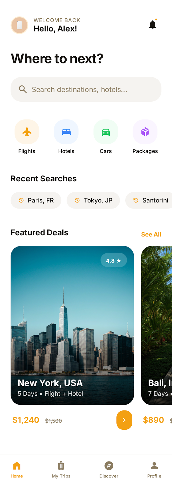 Putnik Travel Booking & Itinerary Platform - Mobile app screenshot 1 - iOS, Android React app