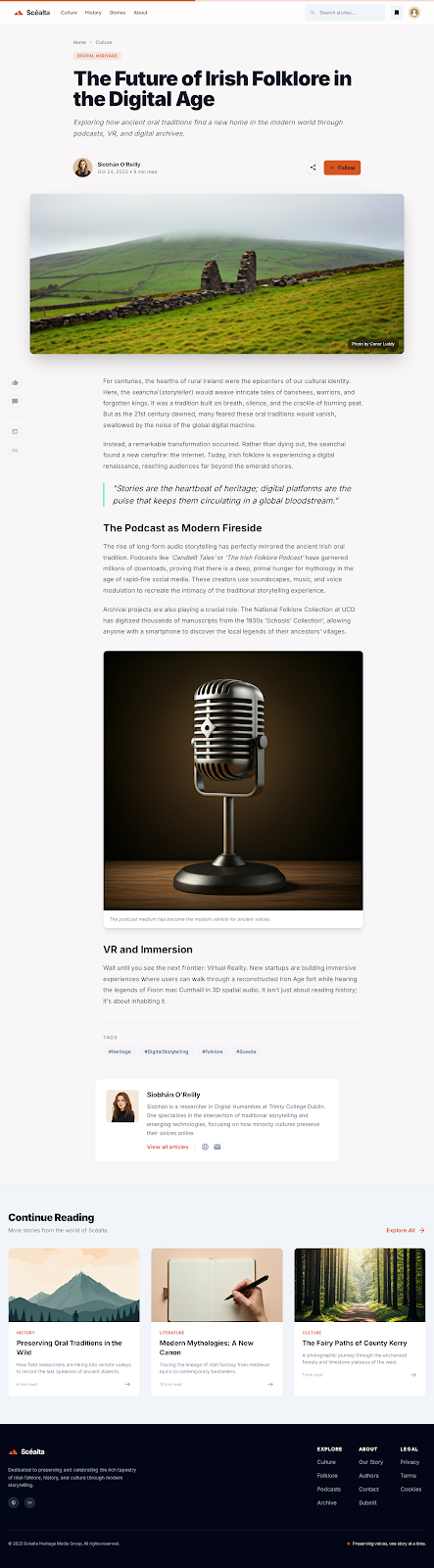 Scealta News & Blog Publishing Platform - Web platform screenshot 2 - Next.js, TypeScript development