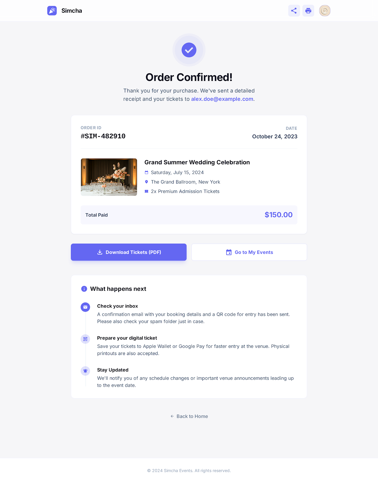 Simcha Event Management & Ticketing Platform - Web platform screenshot 5 - React, TypeScript development