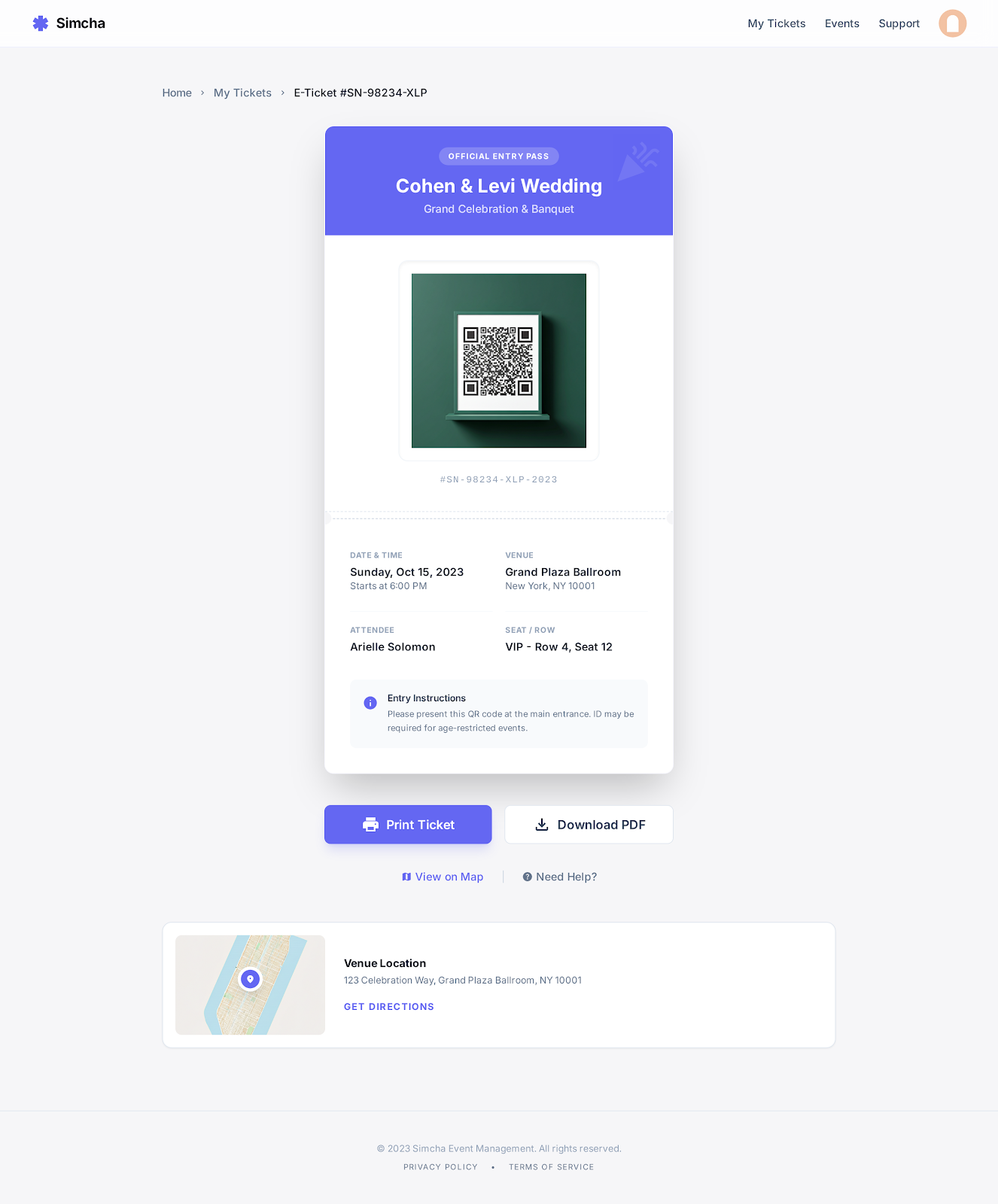 Simcha Event Management & Ticketing Platform - Web platform screenshot 4 - React, TypeScript development