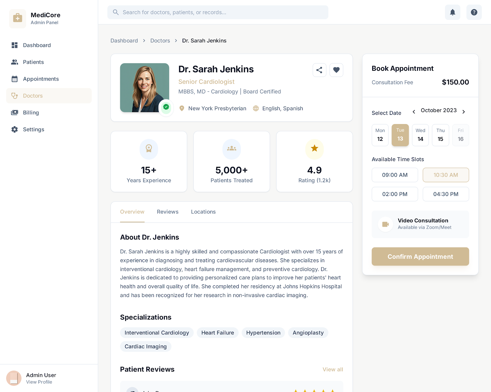 Therapeia Healthcare Management & Patient Portal - Web platform screenshot 3 - React, TypeScript development