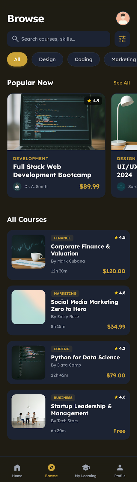 Vidyanta Learning Management & Course Platform - Mobile app screenshot 2 - iOS, Android React app