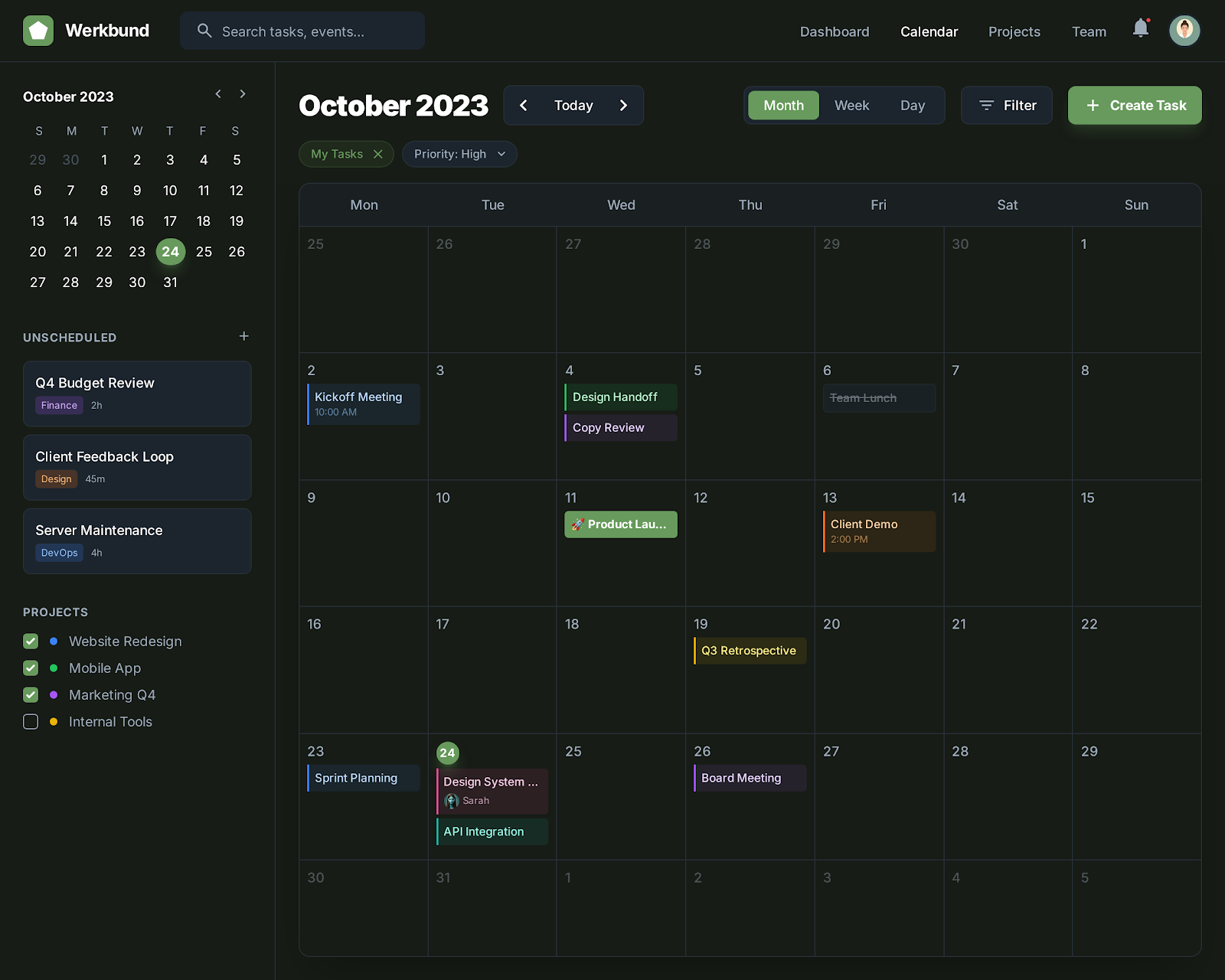 Werkbund Project Management & Team Collaboration System - Web platform screenshot 3 - React, Next.js development