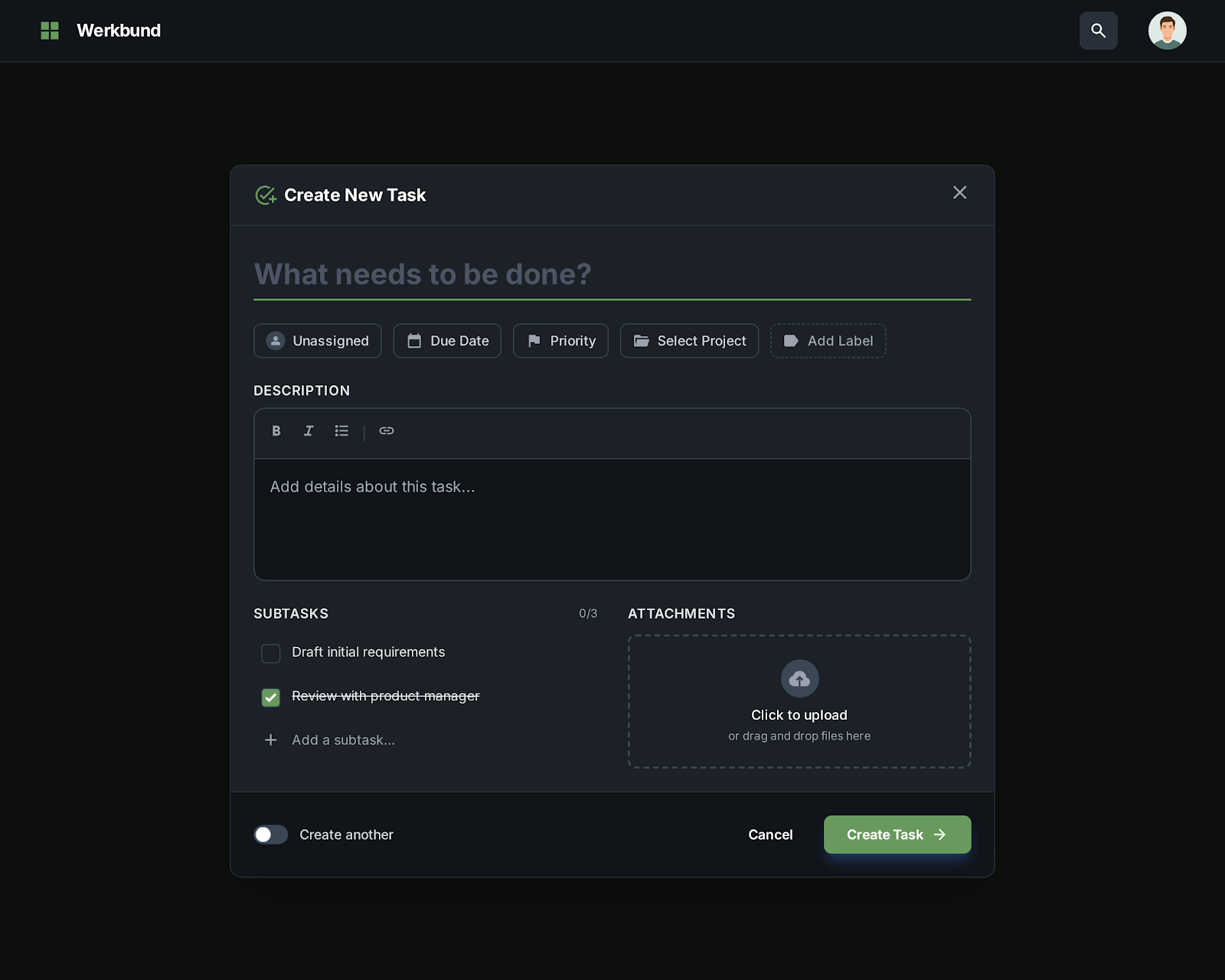 Werkbund Project Management & Team Collaboration System - Web platform screenshot 5 - React, Next.js development