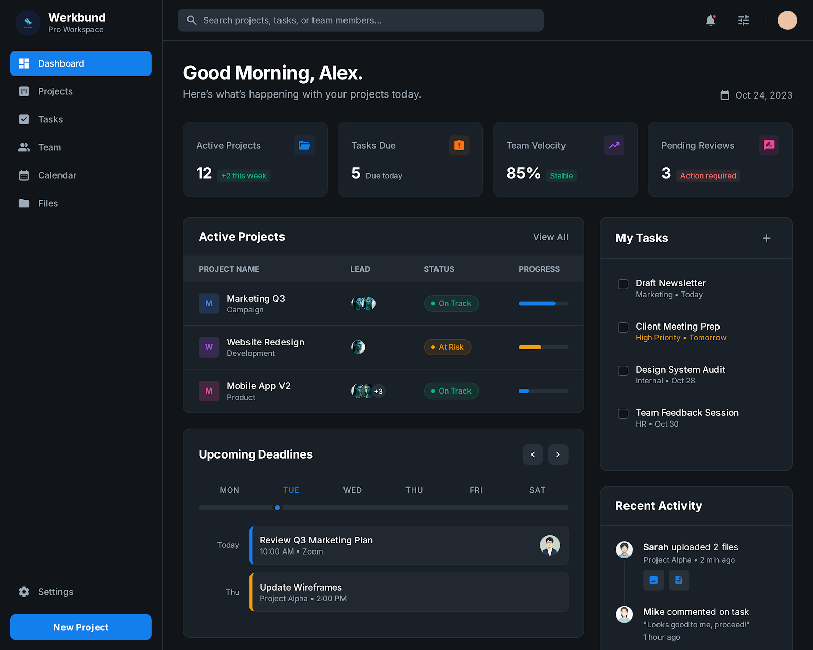 Werkbund Project Management & Team Collaboration System - Web platform screenshot 1 - React, Next.js development